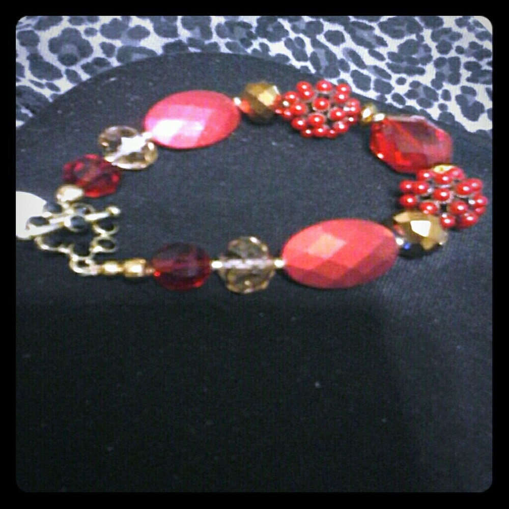Ladies Bracelet Shades of Red & Gold